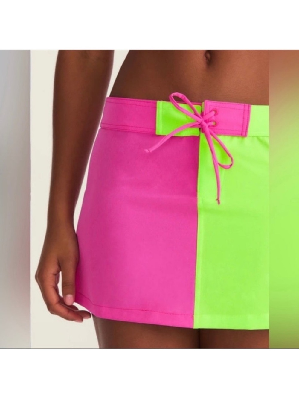 NWT Hurley x Love Shack Fancy Solid Blocked Boardie Skirt Neon Sz XS